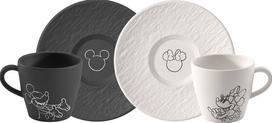 Kavos puodeliai su lėkštutėmis Villeroy & Boch Manufacture Rock Mickey Mouse 160 ml, 2 vnt.