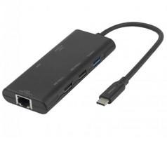 Dokavimo stotelė Deltaco USBC-HDMI31 USB-C 6‑in‑1, HDMI, 3x USB-A, RJ45