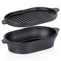 Ketaus keptuvės su dangčiu 2in1 CAST LINE 28x16 cm 12 l juodos spalvos Orion