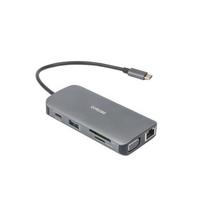 Dokavimo stotis Deltaco USBC-HDMI25 9-iš-1 USB-C, HDMI ir VGA, RJ45
