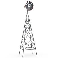 Costway metalinė vėjo turbina su 4 atraminėmis kojomis Orui atsparus vėjo malūnas sodo kiemui 67 x 67 x 253 cm pilkas