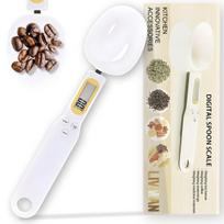 Virtuvinės svarstyklės LIVMAN QJ-608 - skaitmeninės virtuvės svarstyklės matavimo šaukšto formos, kurių talpa iki 500g, skirtos įvairiems ingredientams sverti