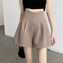 2026 Plus Size Black High-Waisted Wide-Leg Slimming Tulip A-Line Casual Shorts for Women XS (Recommend 35-43 kg) chaki