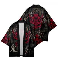 Snake Demon Print Coat Japanese Kimono Coat Shirt Women Haori Yukata Cosplay Men Traditional Clothing XL