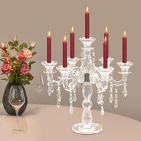 7 šakų skaidraus krištolo žvakidė, elegantiškas stiklinis žvakidė pietų stalui ir vestuvių dekoravimui, modernus stalo puošmena su 7 šakomis 1Pc