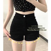 Women's 2025 Black Denim Hip-Hugging Hot Pants - Sexy, Slim-Fit, Leg-Lengthening Shorts M