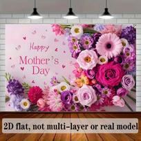 2D Pink Flower Mother's Day Backdrop for Family Celebration Photography Background 47.2x31.5inch/120*80cm