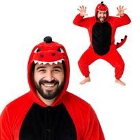 Piżama Onesie Kigurumi Kostium Przebranie Czerwony Dinozaur Xl: 175 - 185Cm
