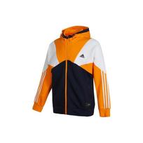 adidas Spalvų Bloko Užtrauktuku Užsegamas Džemperis Su Gobtuvu Tamsiai Mėlynas Oranžinis Baltas Vyriškas HE7471 L