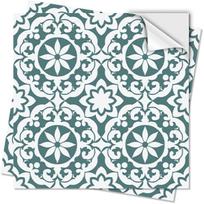 20 Pack Vinyl Wall Tile Transfer Stickers for Bathroom, Kitchen, Stove Splashback - Moroccan Green - 15cm