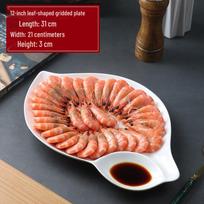 WUHE 12-inch Ceramic Dumpling Plate with Built-in Sauce Compartment