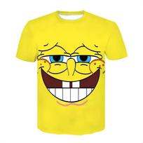 SpongeBob 3D Vasariniai trumpomis rankovėmis Harajuku apvalia apykakle Hip Hop Laisvalaikio Vaikų Marškinėliai 110