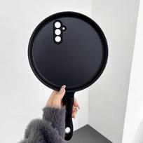 3D Funny Frying Pan Silicone Case for Samsung Galaxy S26 Ultra S25Plus S25 S24 S23 S22 S21 Ultra Plus Shockproof Acrylic Cover Galaxy S26 juoda