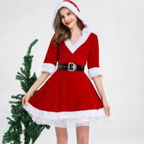 Miss Claus Suknelė Moteriška Kalėdinė Puošni vakarėlio suknelė Seksuali Kalėdų Senelio Apranga Su gobtuvu Kalėdų Senelio Sweetie Cosplay kostiumai m raudona