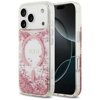 Guess Dervos dugno blizgus magnetinis dėklas iPhone 17 Pro - rožinis