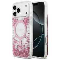 Guess Dervos dugno blizgus magnetinis dėklas iPhone 17 Pro Max - rožinis
