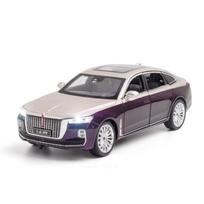 1:24 Hong Qi H9 Cars Toys Miniature Models Alloy Diecast 6 Doors Opened Pull Back Parade Vehicles for Adult Collectible Gifts