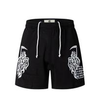 EES-10 Men's Mesh Athletic Shorts, Black Grim Reaper Print Breathable Summer Street Beach Board Shorts S