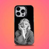 80-ųjų M-Marilyn M-Monroe dėklas telefonui iPhone 16,15,14,13,12,11,Mini,Pro,E,SE4,XS,MAX Juodas Saldaininis Matinis Dangtelis iPhone16promax