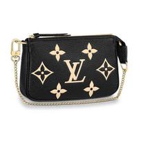 Louis Vuitton Monogram grandinėlė Mini Mahjong Grūdėta reljefinė karvės odos piniginė-klasė Moteriškos piniginės Juoda M80732 Basic Set (Bag+Dust Bag)