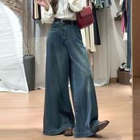 Women's Winter High-Waisted Wide-Leg Tummy-Covering Jeans L gray