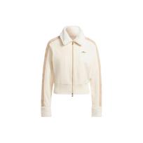 Adidas Originals Ski Chic Briaunota Sportinė Striukė Moterims Smėlio Spalvos Dirbtinio Kailio Apdaila Pilnas Užtrauktukas Sportinis Viršus IA3913 S