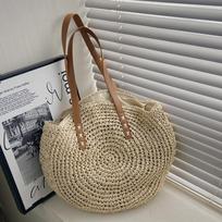 Yogodlns Vasarinė Apvali Šiaudų Rankinė Moterims Atostogoms Nerta Paplūdimio Rankinė Didelės Talpos Pečių Rankinė Paprasta Pirkinių Rankinė Tote Sac 40*42cm