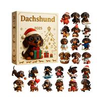Dachshund Christmas Advent 2D Flat Acrylic Collectible Cute Christmas Dog Pendant Countdown Calendar Dachshund Figurines L