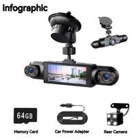 4 Channel Car Dash Cam.1080P Car DVR with 64GB Memory Card.Plug and Play,with Night Vision,24 Parking Mode Car DVR  Front Rear Left And Right dashcam 1 box