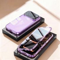 360° Pilnos apsaugos Metalinis Magnetinis Dvigubas Stiklas Užsegamas Telefonų Dėklas iPhone 17 Pro Max/17/Air/17 Pro Bamperis iPhone17
