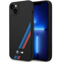 BMW BMHCP14M22SOTK iPhone 14 Plus / 15 Plus 6.7" Black Silicone Slanted Stripes Case