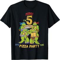 Teenage Mutant Ninja Turtles I'm 5 Dude Pizza Birthday Party T-Shirt S juoda