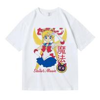 Summer 2026 Sailor Moon Luna Bunny Magic Cutie Retro Cartoon Street Trend 100 Cotton Print Loose Tshirt Malefemale Top S