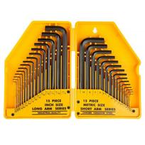 30-piece Hexagonal Allen Key Set, Metric / SAE juoda