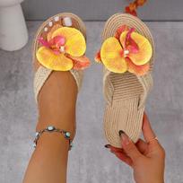 Summer Women's Flip-Flops beautiful Phalaenopsis Flowers Sweet Cute Slippers indoor outdoor Vacation beach Casual shoes 37 geltona