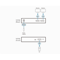 ATEN VS192-AT-G | Video/audio splitter - 2 ports