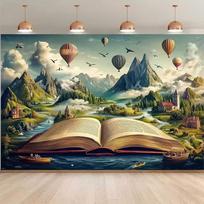 2D Magical Storybook Backdrop Mountain Landscape Photography Background 47.2x31.5inch/120*80cm