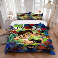 3pcs bedding set Ben 10 Aliens Includes 1 Comforter + 2 Pillowcases, Without Pillow Inserts, Soft Comfortable,a0909227 135x200cm
