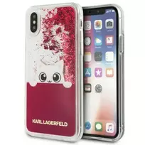 Karl Lagerfeld KLHCPXPABGFU iPhone X fuchsia | pink hard case Liquid Glitter