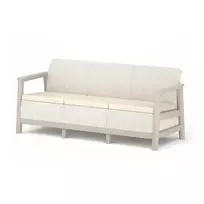 Keter Scandi Linea three-seater garden sofa in pebble gray/light beige