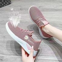 Balti moteriški sportbačiai, kasdieniai ir kvėpuojantys bėgimo bateliai, „Fly-knit“ technologija, minkštas padas, mamos bateliai 36 rožinė