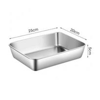 Durable Stainless Steel Square Plate Rectangular Large Food Storage Pan with Lid Multifunction Baking Dish Kitchen Cooking Tools