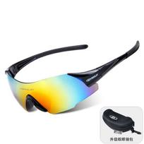 Specialized sports glasses for outdoor running and cycling, dustproof, sandproof, windproof, bicycle riding eyewear equipment Bright Black-Red Film Set