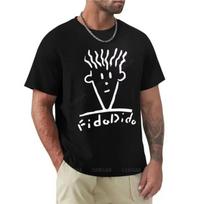 Vyriški juodi marškinėliai, vasariniai marškinėliai, Fido Dido Face marškinėliai, berniukiški balti marškinėliai, sportiniai marškinėliai, vyriški drabužiai, laisvi, kasdieniai, gatvės drabužiai S juoda