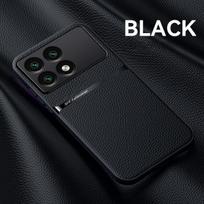 Automobilinis magnetinis laikiklis odinis dėklas, skirtas Xiaomi Poco F6 Pro 5G minkšto silikono smūgiams atsparus galinis dangtelis PocoF6 Poko Little F 6 6Pro F6Pro For Poco F6 Pro 5G juoda
