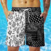 Hawaiian Beach Shorts Paisley Bandana 3D Print Men's Summer Holiday Trunks Casual Surfing Board Shorts Swimwear Kids Clothing S