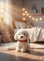 Minkštas žaislas šuo Maltipoo garbanotas šuniukas su antkakliu baltas 23 cm 23 balta