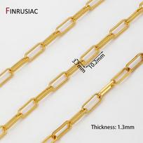 18K Gold Plated Brass 3.7*10.2mm Square Link Chain For Jewelry, Paper Clip Cable Bulk Chain for DIY Necklace Making Supplies 1 meter