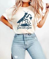Girls Will Be Girls Shirt, Praying Mantis Tee, Insect Lover, Funny Insect Shirt, S