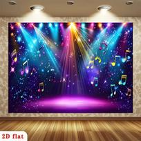 Colorful Stage Spotlight Backdrop with Music Notes for Parties 47.2x31.5inch/120*80cm